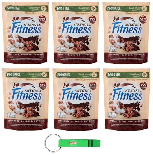 6x Fitness Granola Cioccolato Knuspriges Müsli mit Vollkorn Hafer und Schokolade,300g Beutel + Beni Culinari Kostenloser Schlüsselanhänger von Beni Culinari