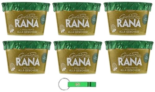 6x Giovanni Rana Pesto alla Genovese con Basilico Genovese,Frisches Pesto-Sauce mit Genueser Basilikum DOP 140g + Beni Culinari Kostenloser Schlüsselanhänger von Beni Culinari