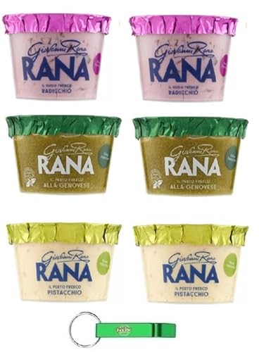 6x Giovanni Rana Testpaket Pesto - Sugo Fresco,Pistazien - Rettich - Genueser Basilikum Frisches Pesto Pestosauce 3 Verschiedene Geschmacksrichtungen + Beni Culinari Kostenloser Schlüsselanhänger von Beni Culinari