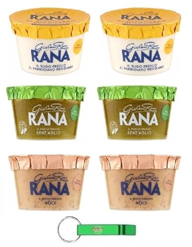 6x Giovanni Rana Testpaket Pesto - Sugo Fresco,Walnüsse - Parmesankäse - Genueser Frisches Pesto Pestosauce 3 Verschiedene Geschmacksrichtungen + Beni Culinari Kostenloser Schlüsselanhänger von Beni Culinari