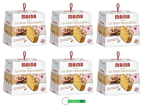 6x Maina Colomba La Gran Nocciolata Osterkuchen gefüllt mit Knuspriger Zuckerguss und Kandierte Orange 1Kg Oster-taube der italienischen Tradition + Beni Culinari Kostenloser Schlüsselanhänger von Beni Culinari