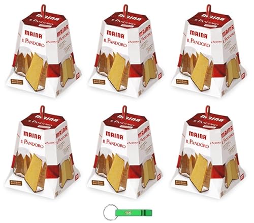 6x Maina Il Pandoro - Traditionelles italienisches Weihnachtsdessert - Weihnachts Kuchen 750g + Beni Culinari Kostenloser Schlüsselanhänger von Beni Culinari