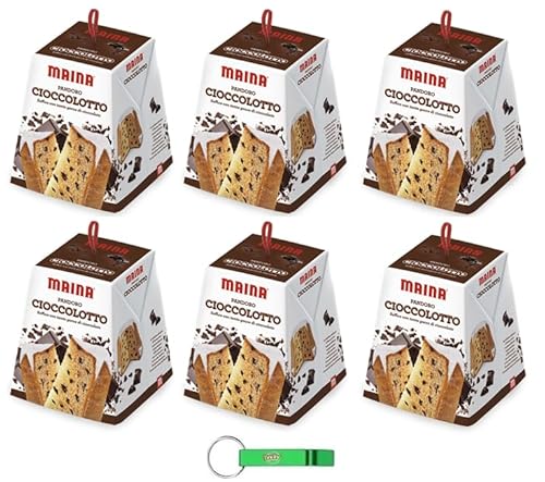 6x Maina Pandoro Il Cioccolotto - Traditionelles italienisches Weihnachtsdessert - Weihnachts Kuchen mit Schokoladenstückchen 750g + Beni Culinari Kostenloser Schlüsselanhänger von Beni Culinari