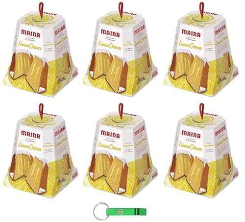 6x Maina Pandoro Limoncrema - Traditionelles italienisches Weihnachtsdessert - Weihnachts Kuchen mit Zitronencreme 750g + Beni Culinari Kostenloser Schlüsselanhänger von Beni Culinari