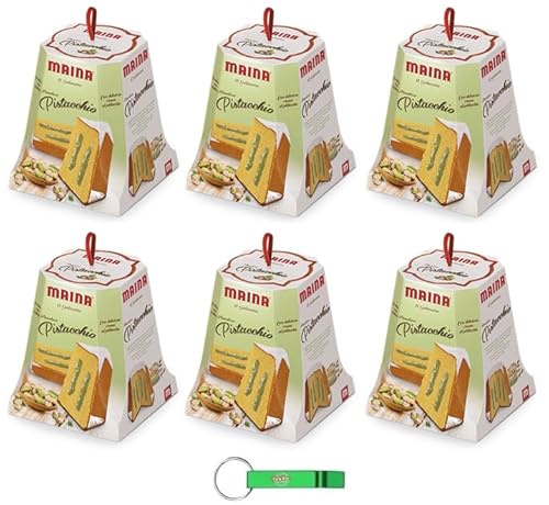 6x Maina Pandoro Pistacchio - Traditionelles italienisches Weihnachtsdessert - Weihnachts Kuchen mit Pistaziencreme 750g + Beni Culinari Kostenloser Schlüsselanhänger von Beni Culinari