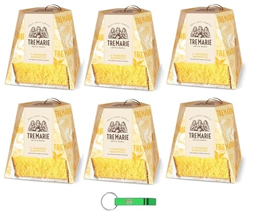 6x Tre Marie Il Pandoro Magnifico - Traditionelles italienisches Weihnachtsdessert - Weihnachts Kuchen mit Feiner Butter - 1KG + Beni Culinari Kostenloser Schlüsselanhänger von Beni Culinari