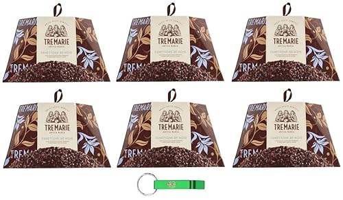 6x Tre Marie Il Panettone Re Noir - Traditionelles Weihnachtsdessert - Weihnachts Kuchen mit Kakaobohnen und Extra Dunkle Schokolade 850g + Beni Culinari Kostenloser Schlüsselanhänger von Beni Culinari