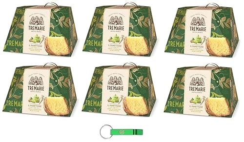 6x Tre Marie Panettone Pistacchio - Traditionelles italienisches Weihnachtsdessert - Weihnachts Kuchen mit Pistaziencreme Spritzbeutels - 950g+ Beni Culinari Kostenloser Schlüsselanhänger von Beni Culinari