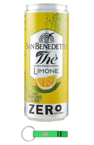 72x San Benedetto Thè Limone Zero,Erfrischendes Alkoholfreies Getränk,Eistee mit Zitrone Ohne Zucker,330ml Einwegdose + Beni Culinari Kostenloser Schlüsselanhänger von Beni Culinari