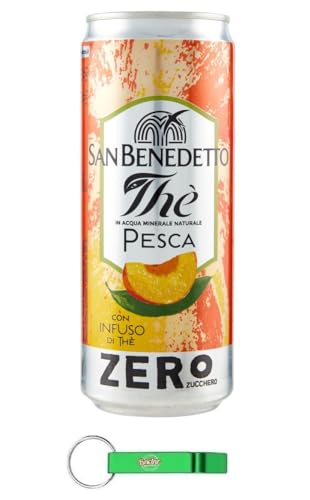 72x San Benedetto Thè Pesca Zero,Erfrischendes Alkoholfreies Getränk,Eistee mit Pfirsich Ohne Zucker,330ml Einwegdose + Beni Culinari Kostenloser Schlüsselanhänger von Beni Culinari