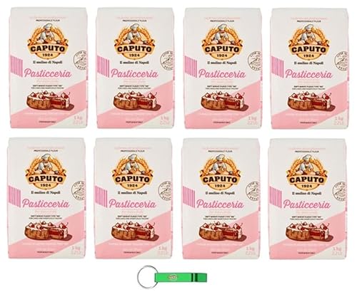 8x Caputo Farina Pasticceria - Mehl TYP 00 - Ideal für Desserts und Mürbeteiggebäck - 1KG + Beni Culinari Kostenloser Schlüsselanhänger von Beni Culinari