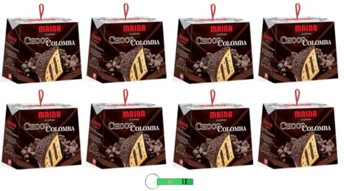 8x Maina Colomba ChocoColomba Osterkuchen gefüllt Dunkle Schokoladentropfen und Schokoladencreme 750g Oster-taube der italienischen Tradition + Beni Culinari Kostenloser Schlüsselanhänger von Beni Culinari