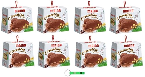 8x Maina Colomba Cioccolino l’agnellino Osterkuchen mit Milchschokoladen Creme - 750g Oster-taube der italienischen Tradition + Beni Culinari Kostenloser Schlüsselanhänger von Beni Culinari