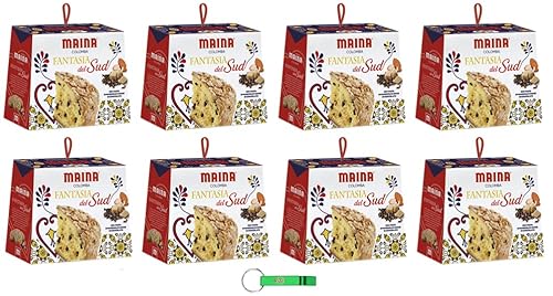 8x Maina Colomba Fantasia del Sud Osterkuchen gefüllt Mandelpaste und Dunkle Schokoladenstückchen 750g Oster-taube der italienischen Tradition + Beni Culinari Kostenloser Schlüsselanhänger von Beni Culinari