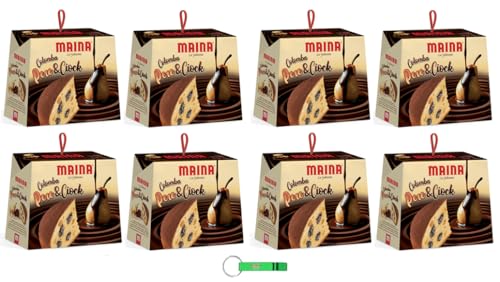 8x Maina Colomba Pere e Cioccolato Osterkuchen gefüllt mit Birnen und Schokolade 750g Oster-taube der italienischen Tradition + Beni Culinari Kostenloser Schlüsselanhänger von Beni Culinari