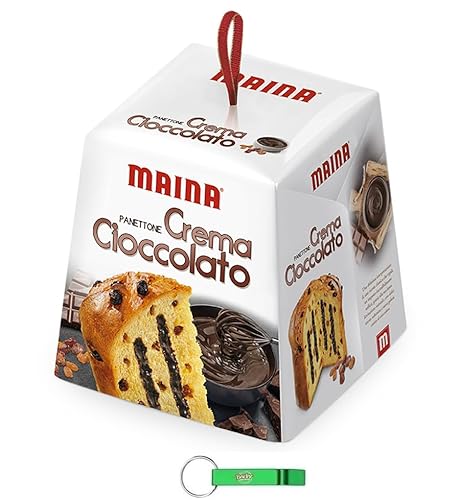 8x Maina Panettone Crema al Cioccolato - Traditionelles italienisches Weihnachtsdessert - Weihnachts Kuchen mit Sultaninen und Schokoladencreme 800g + Beni Culinari Kostenloser Schlüsselanhänger von Beni Culinari