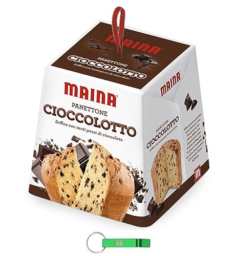 8x Maina Panettone Il Cioccolotto - Traditionelles italienisches Weihnachtsdessert - Weihnachts Kuchen mit Schokoladenstückchen 750g + Beni Culinari Kostenloser Schlüsselanhänger von Beni Culinari