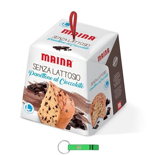 8x Maina Panettone Laktosefreies - Traditionelles italienisches Weihnachtsdessert - Weihnachts Kuchen mit Schokoladenstückchen 750g + Beni Culinari Kostenloser Schlüsselanhänger von Beni Culinari