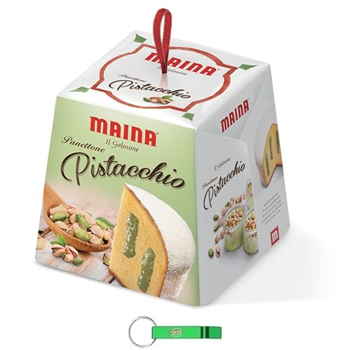 8x Maina Panettone Pistacchio - Traditionelles italienisches Weihnachtsdessert - Weihnachts Kuchen mit Pistaziencreme 750g + Beni Culinari Kostenloser Schlüsselanhänger von Beni Culinari