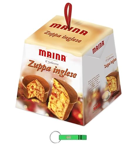 8x Maina Panettone Zuppa Inglese - Traditionelles italienisches Weihnachtsdessert - Weihnachts Kuchen mit Sahnecreme und Whiskycreme 750g + Beni Culinari Kostenloser Schlüsselanhänger von Beni Culinari