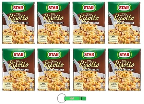 8x Star Il Mio Risotto Funghi Porcini - Cremiges Reis mit Steinpilze 100% italienisch Fertiggerichte Frischesparbeutel 175g + Beni Culinari Kostenloser Schlüsselanhänger von Beni Culinari