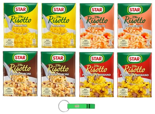 8x Star Il Mio Risotto Testpaket - Cremiges Reis 100% italienisch Fertiggerichte Frischesparbeutel 4 verschiedene Geschmacksrichtungen 175g + Beni Culinari Kostenloser Schlüsselanhänger von Beni Culinari