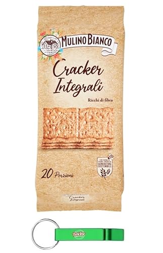 9x Mulino Bianco Cracker Integrali,Cracker mit 100% Vollkornmehl und Sauerteig Vollkorncracker - Snack 500g Packung + Beni Culinari Kostenloser Schlüsselanhänger von Beni Culinari