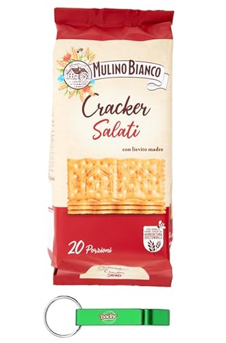 9x Mulino Bianco Cracker Salati,Herzhafte Cracker mit Körnern auf der Oberfläche mit langsamem natürlichem Sauerteig - Snack 500g Packung + Beni Culinari Kostenloser Schlüsselanhänger von Beni Culinari