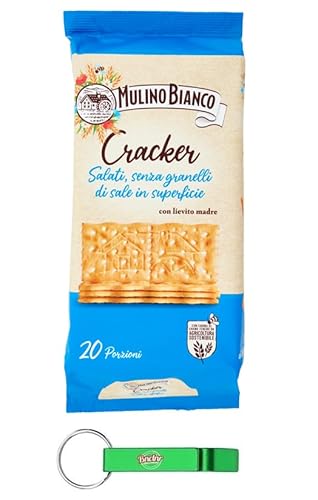 9x Mulino Bianco Cracker Salati,Herzhafte Cracker ohne Körnern auf der Oberfläche mit langsamem natürlichem Sauerteig - Snack 500g Packung + Beni Culinari Kostenloser Schlüsselanhänger von Beni Culinari