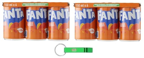 Fanta Original, Orange Kohlensäurehaltiges Erfrischungsgetränk mit 100% italienischem Orangensaft - 12 Einweg Mini-Dosen à 150ml + Kostenloser Beni Culinari Schlüsselanhänger von Beni Culinari