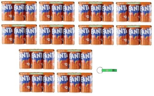 Fanta Original, Orange Kohlensäurehaltiges Erfrischungsgetränk mit 100% italienischem Orangensaft - 72 Einweg Mini-Dosen à 150ml + Kostenloser Beni Culinari Schlüsselanhänger von Beni Culinari