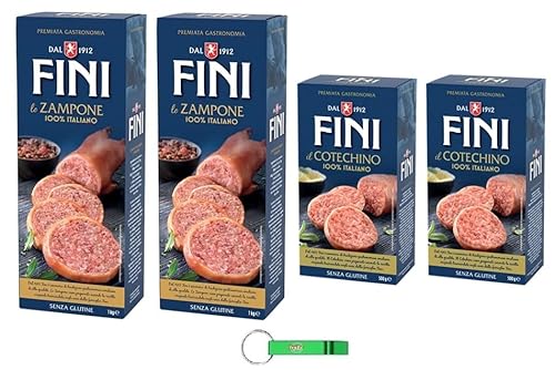 Testpaket 2x Fini Cotechino 500g + 2x Fini Zampone 1Kg - 100% Italienische Spezialität mit Gedämpftes Schweinefleisch-Glutenfrei + Beni Culinari Kostenloser Schlüsselanhänger von Beni Culinari