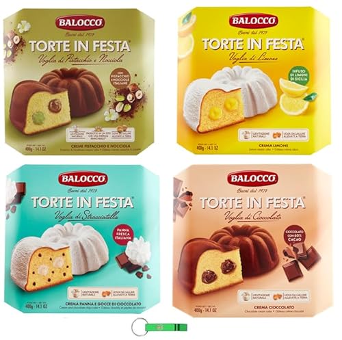 Testpaket Balocco Torte in Festa - Italienisches Weihnachtsdessert - Kuchen gefüllt mit Creme 12 x 400g + Beni Culinari Kostenloser Schlüsselanhänger von Beni Culinari