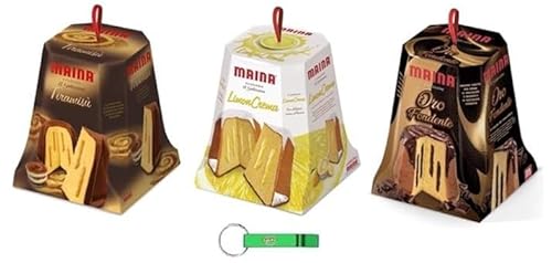 Testpaket Maina Pandoro Tiramisù - Limoncrema - Oro Fondente - Traditionelles italienisches Weihnachtsdessert - Weihnachts Kuchen 6 x 750g + Beni Culinari Kostenloser Schlüsselanhänger von Beni Culinari