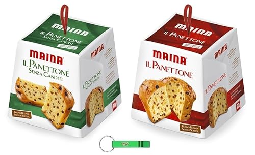 Testpaket Maina Panettone Classico - Ohne Kandierte Traditionelles italienisches Weihnachtsdessert - Weihnachts Kuchen 8 x 750g + Beni Culinari Kostenloser Schlüsselanhänger von Beni Culinari