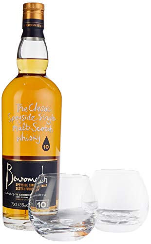 Benromach 10 Years Old mit Geschenkverpackung mit 2 Gläsern Whisky (1 x 0.7 l) von Benromach