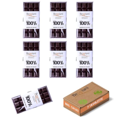 Beppiani 100% Kakaomasse, handgemachte Schokolade, vegan, zuckerfrei, reich an Antioxidantien, für ausgewogene Ernährung - Made in Italy Set (7 Tabellen. Classica) von Beppiani