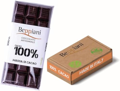 Beppiani 100% Kakaomasse – Vegane Zuckerfreie Schokolade – Reich an Antioxidantien, Handgemacht in Italien, 90g von Beppiani