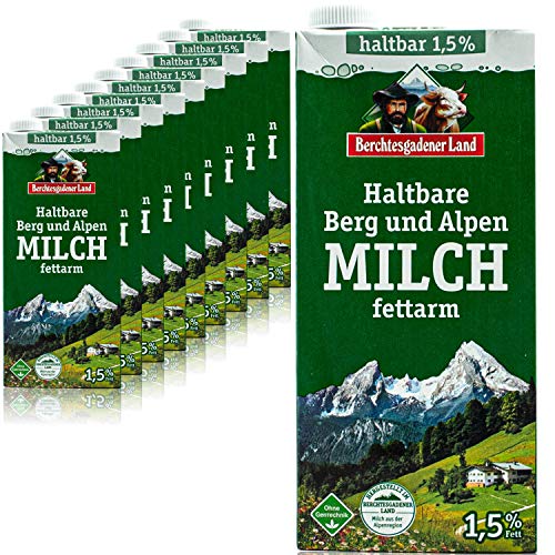 Berchtesgadener Land - 10er Pack H-Milch fettarm 1,5 % in 1 Liter Packung - Haltbare Milch von Höfen aus der Berg- und Alpenregion (Bergbauernmilch) von Berchtesgadener Land