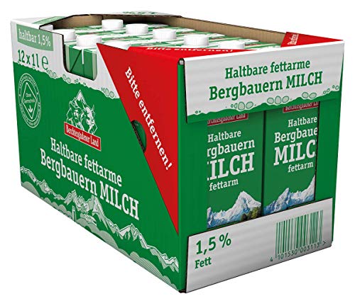 Berchtesgadener Land Haltbare Bergbauern-Milch, 1.5% Fett, 12er Pack (12 x 1 l) von Berchtesgadener Land