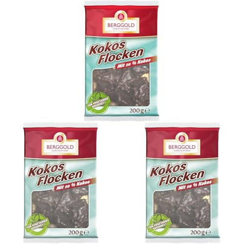 Berggold Kokos-Flocken, 200 g (Packung mit 3) von Berggold