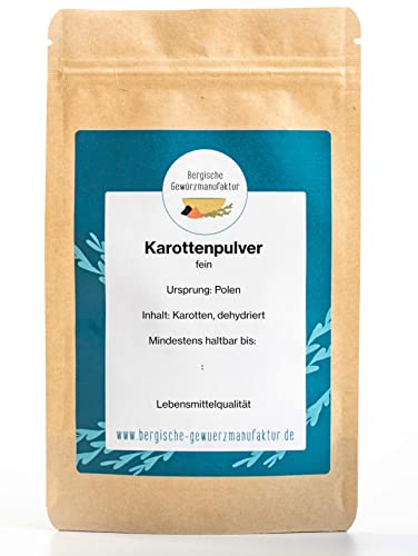 Karottenpulver aus dehydrierten Karotten ohne Zusatzstoffe von der Bergischen Gewürzmanufaktur. Inhalt: 250 Gramm von Bergische Gewürzmanufaktur