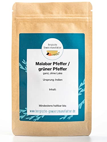 Pfeffer, grün ganz ohne Lake/Grüner Malabarpfeffer von Bergische Gewürzmanufaktur