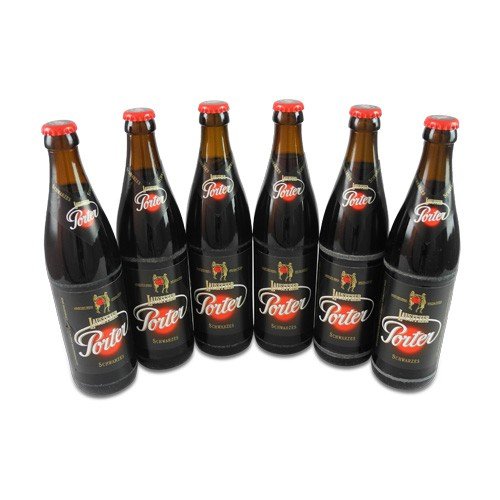 Lausitzer Porter Schwarzes (Schwarzbier / 6 Flaschen à 0,5 l / 4,4% vol.) von Bergquell-Brauerei Löbau