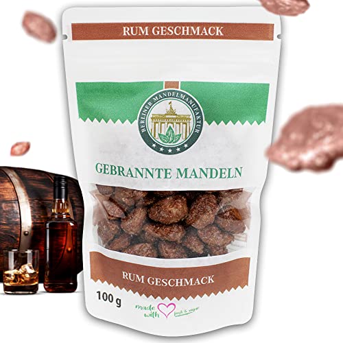 1x200g Gebrannte Mandeln mit Rum Geschmack, Vegan, Original Kirmes Mandeln, Gebrannte Nüsse, vegane Süßigkeiten, Süßigkeiten Weihnachten, spanische Largueta Mandeln von Berliner Mandelmanufaktur