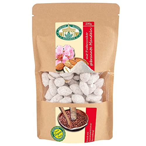 Berliner Mandelmanufaktur 1x200g gebrannte Mandeln, Vegan, Original Kirmes Mandeln, ohne Zusatzstoffe und Geschmacksverstärker, Süßigkeiten Weihnachten, spanische Largueta Mandeln von Berliner Mandelmanufaktur