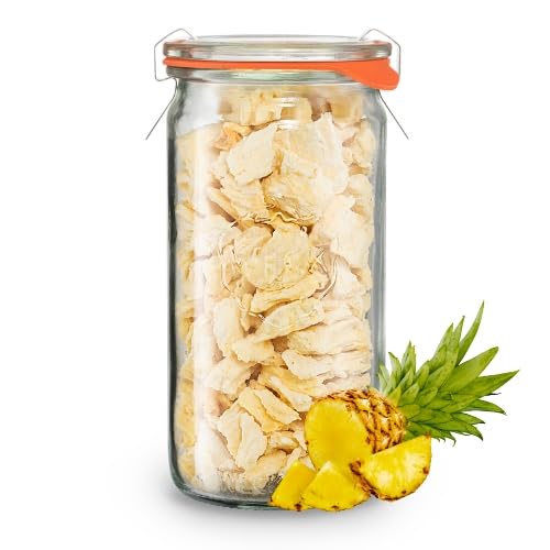 BIO Ananas 60g - 100% BIO Gefriergetrocknete Früchte - Freeze Dried Methode - Versiegelt in einem Weck Glas - organisch - ohne Zuckerzusatz - Quelle für Vitamine - BerriesPolska® von Berries Polska