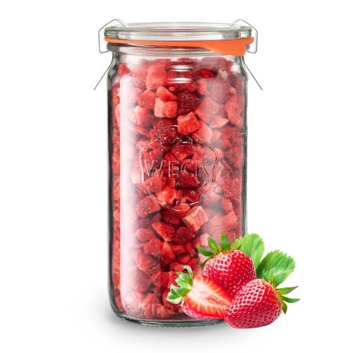 BIO Erdbeeren 30g - 100% BIO Gefriergetrocknete Früchte - Freeze Dried Methode - Versiegelt in einem Weck Glas - organisch - ohne Zuckerzusatz - Quelle für Vitamine - BerriesPolska® von Berries Polska