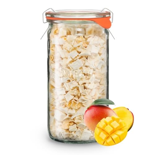 BIO Mango 60g - 100% BIO Gefriergetrocknete Früchte - Freeze Dried Methode - Versiegelt in einem Weck Glas - organisch - ohne Zuckerzusatz - Quelle für Vitamine - BerriesPolska® von Berries Polska