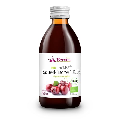 Berries Polska BIO Saft Direkt aus Bio Frucht Gepresst, Kaltgepresst - ohne Farbstoffe, ohne Zucker, ohne GMO, ohne Konservierungsstoffe - Vegan, Vegetarisch - Geschmack Kirsche - 250ml von Berries Polska